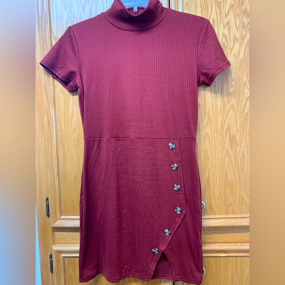 Maroon Red Derek Heart Mini Dress